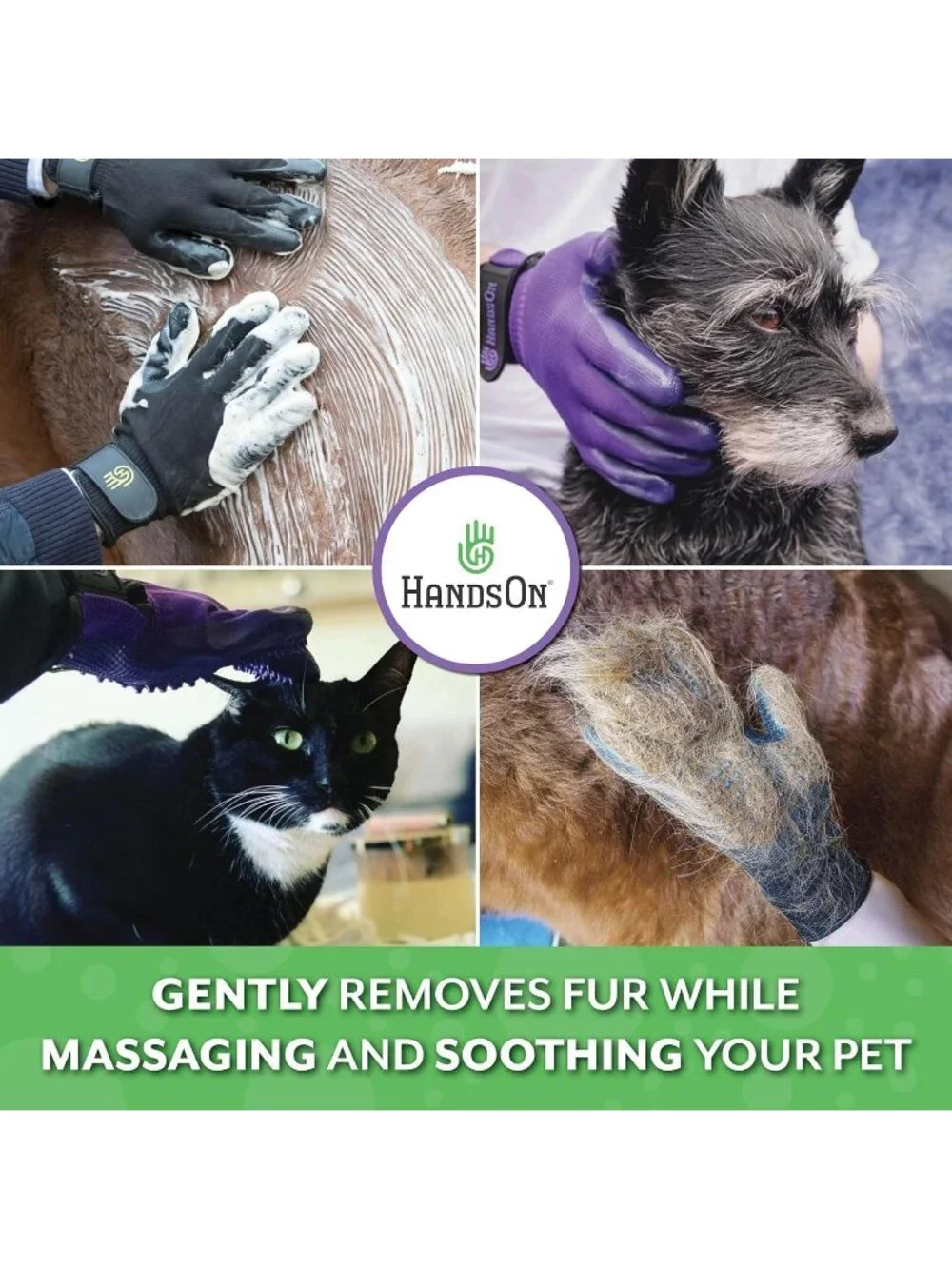 Hands On Pet Horse Grooming Gloves Scrub Shed Brush Groom Size Small HandsOn